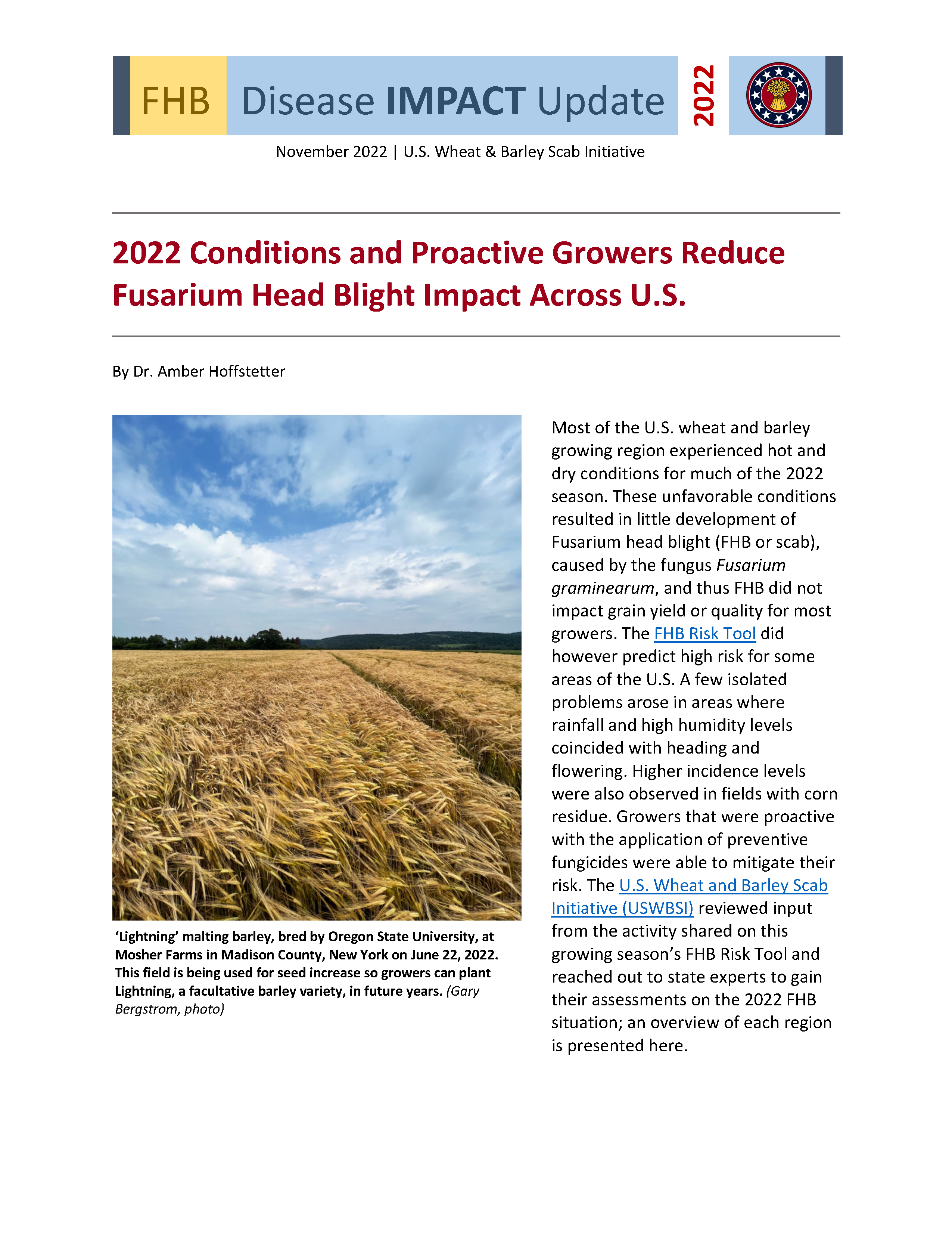 2022 FHB Disease Impact Update
