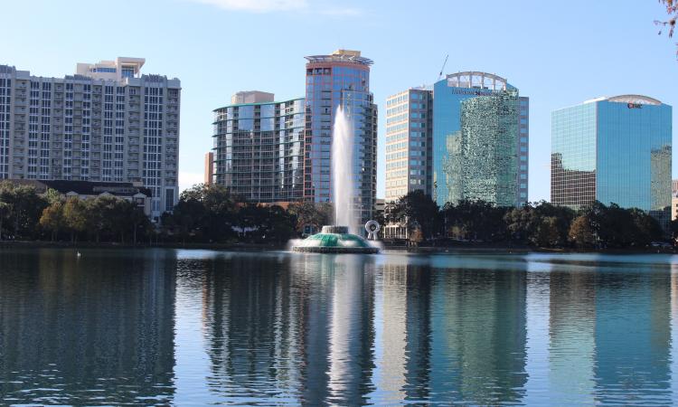"File:Lake Eola and Orlando skyline.jpg" by Michael Rivera is licensed under CC BY-SA 4.0 