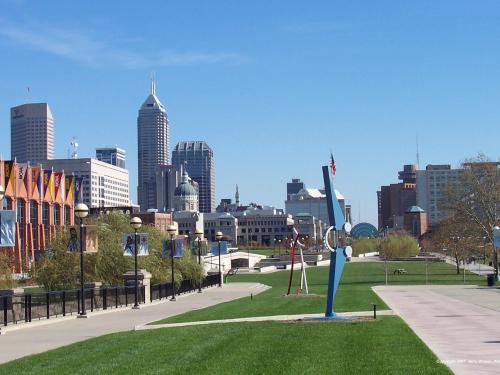 "File:Indianapolis downtown - panoramio (2).jpg" by Shane Lear is licensed under CC BY-SA 3.0